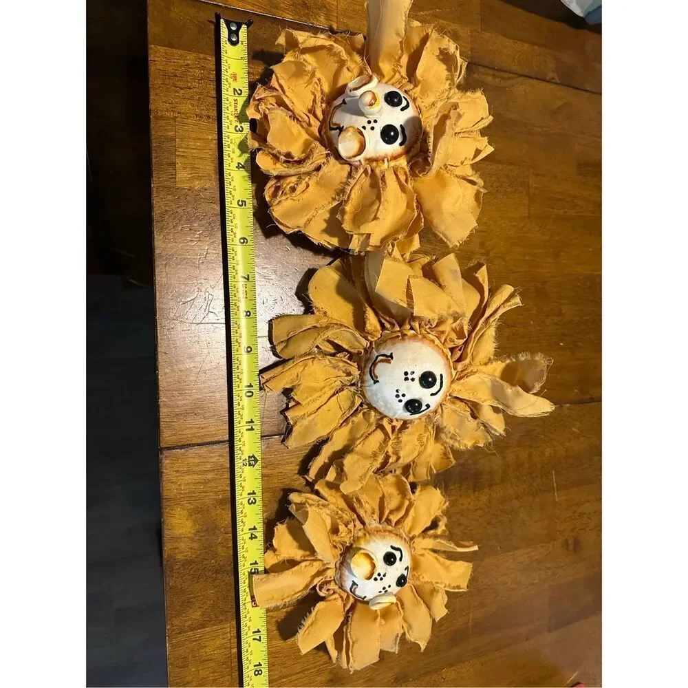 Vintage Handmade Yellow Sunflower Flower Decor Foam center Fabric  Lot of 3